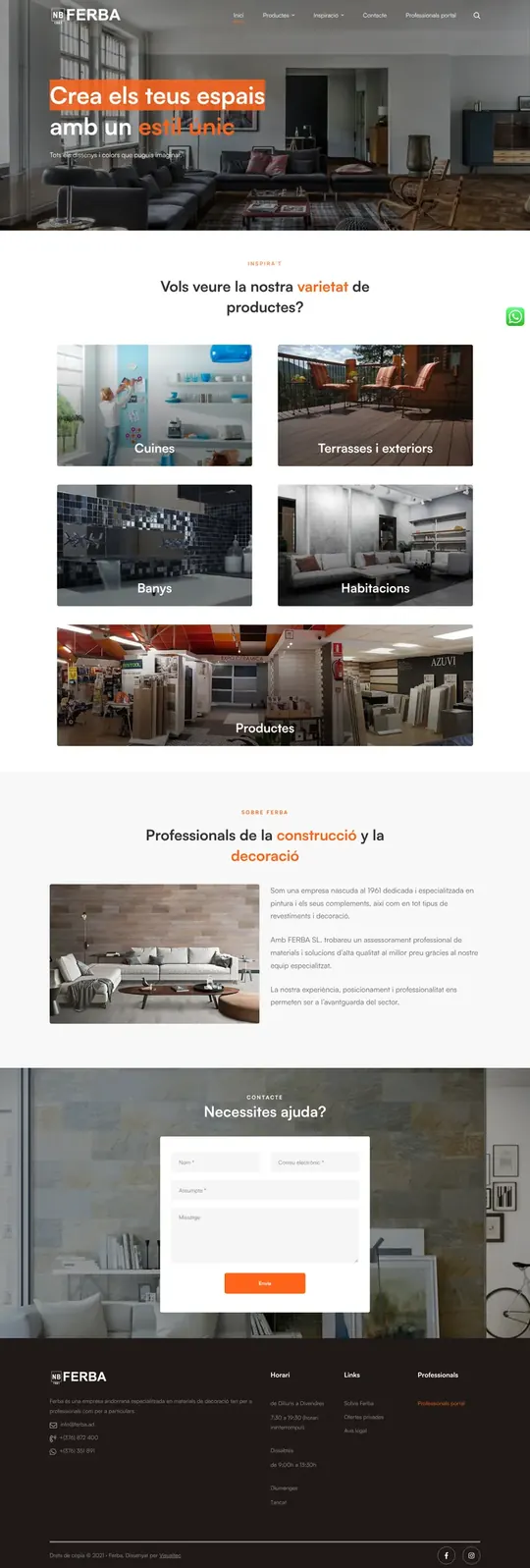 Screenshot of the Ferba website