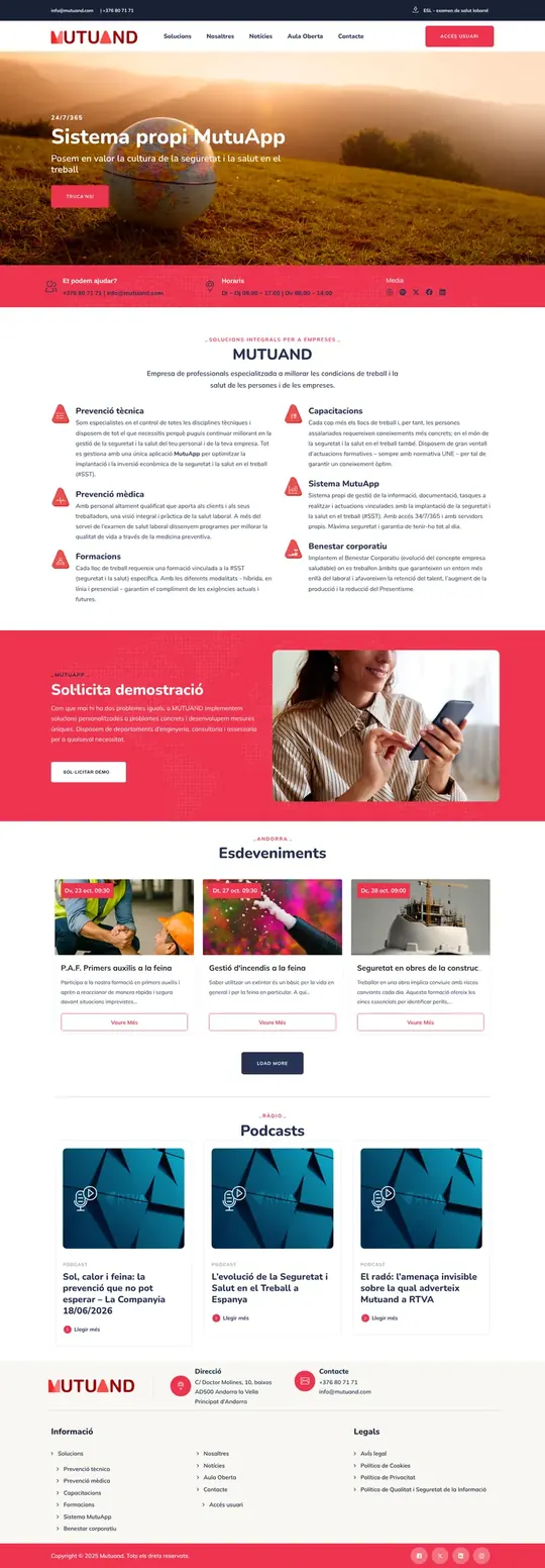 Screenshot of the Mutuand website