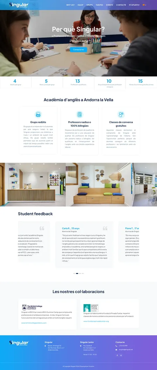 Screenshot of the Singular website