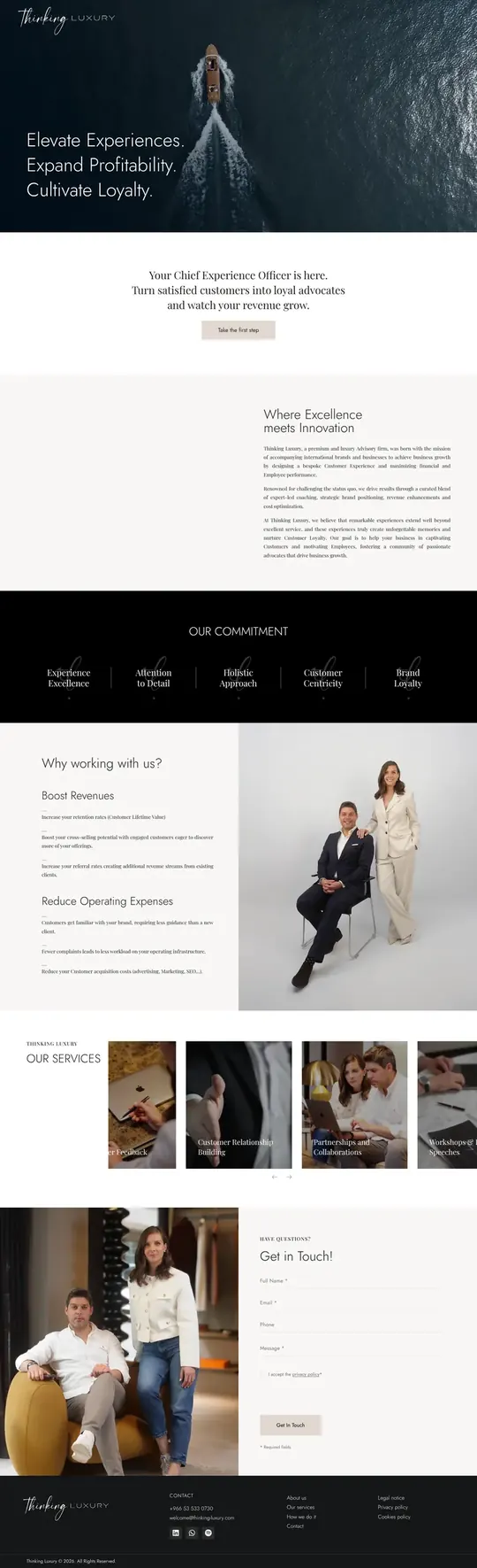 Screenshot of the Thinking Luxury website