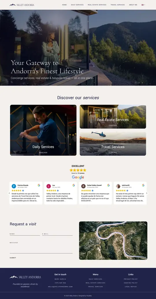Screenshot of the Valley Andorra website